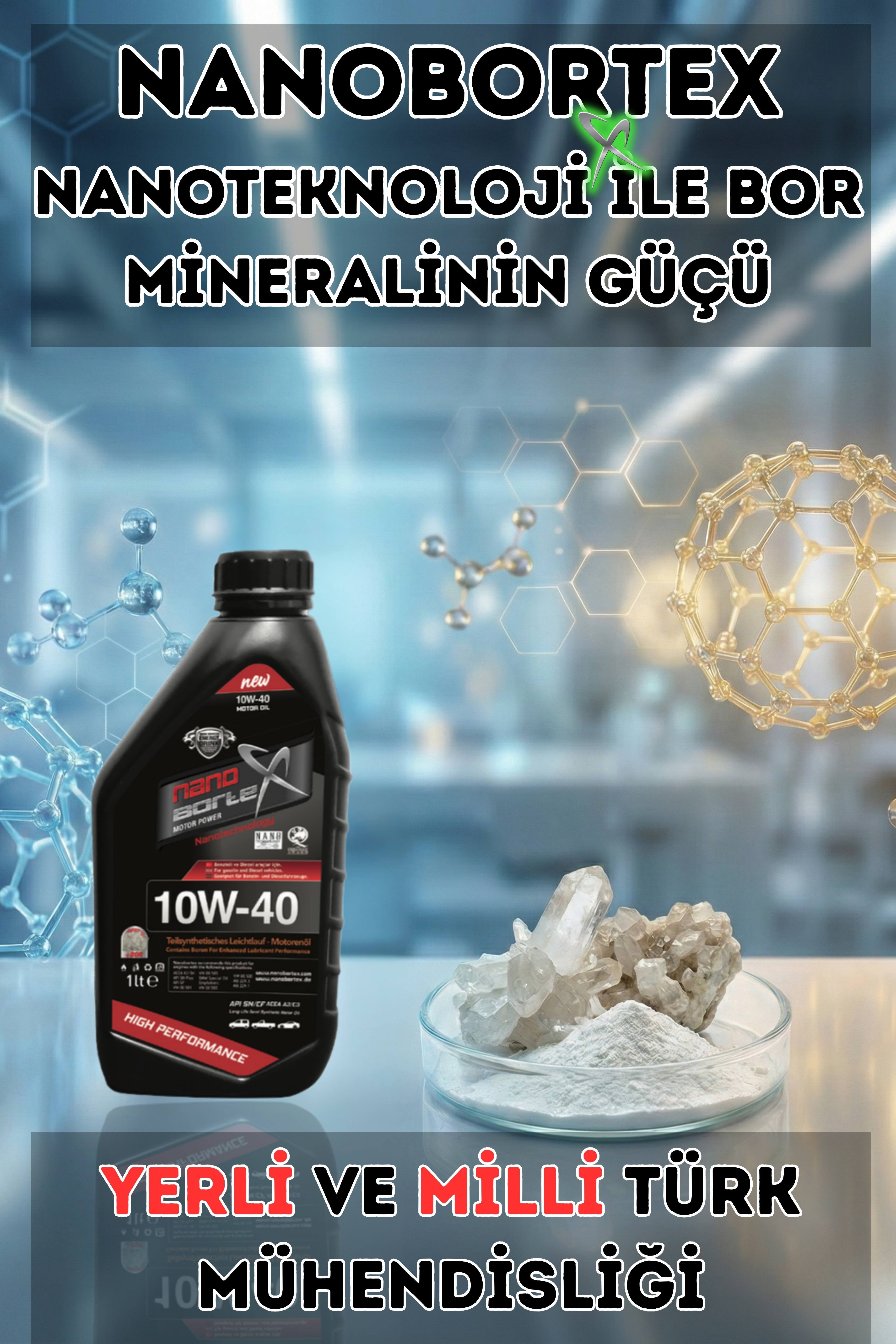 NanoBorTex 10W/40 Yarı Sentetik Motor Yağı - Dört Mevsim Üstün Koruma - Benzinli & Dizel