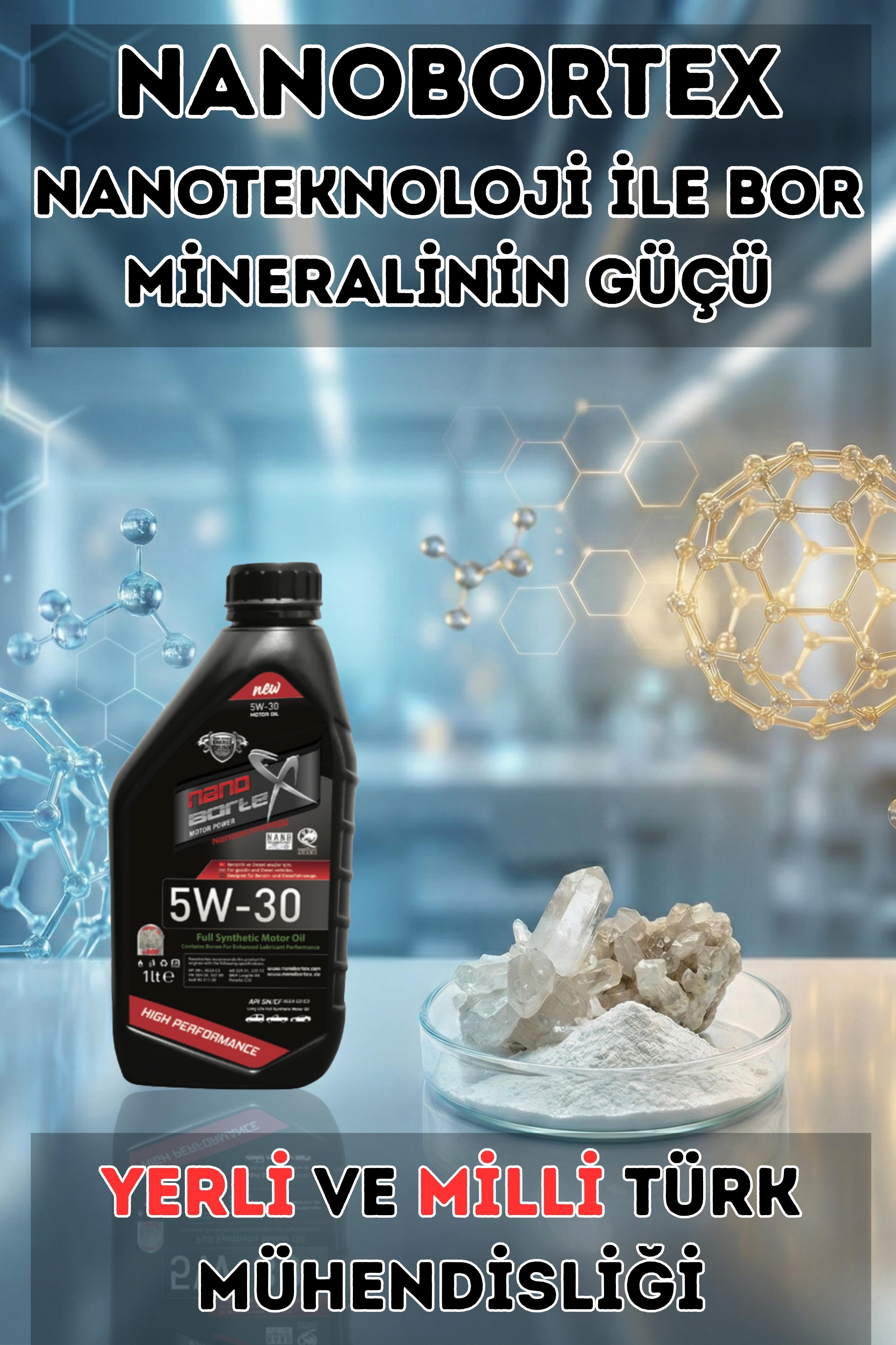 NanoBorTex 5W/30 Tam Sentetik Motor Yağı - Yüksek Performanslı Bor Teknolojisi - Tüm Araçlar