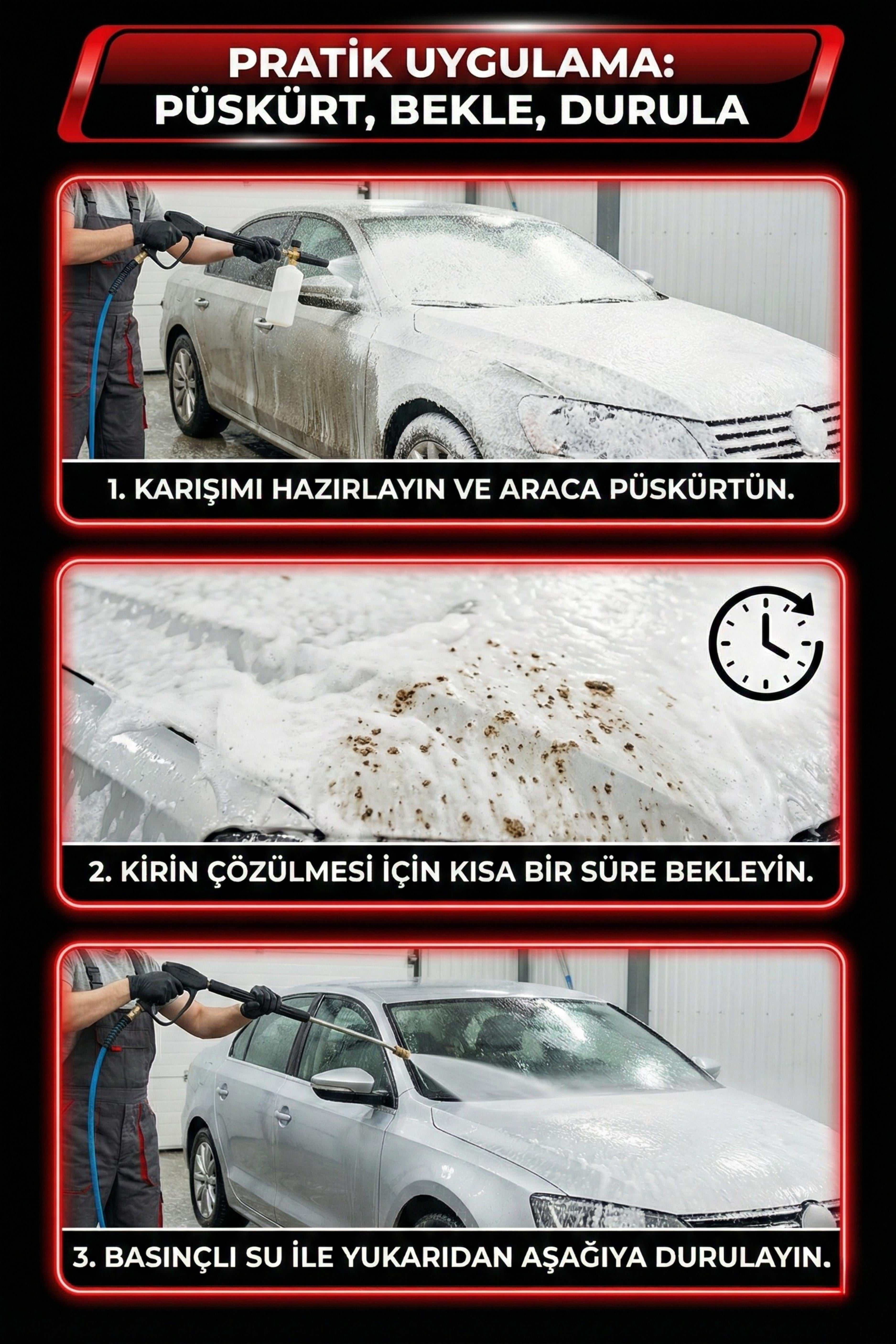 NanoBorTeX Fırçasız Oto Yıkama Şampuanı - Süngersiz Çizik Önleyici Temizlik & Parlaklık 500 ML