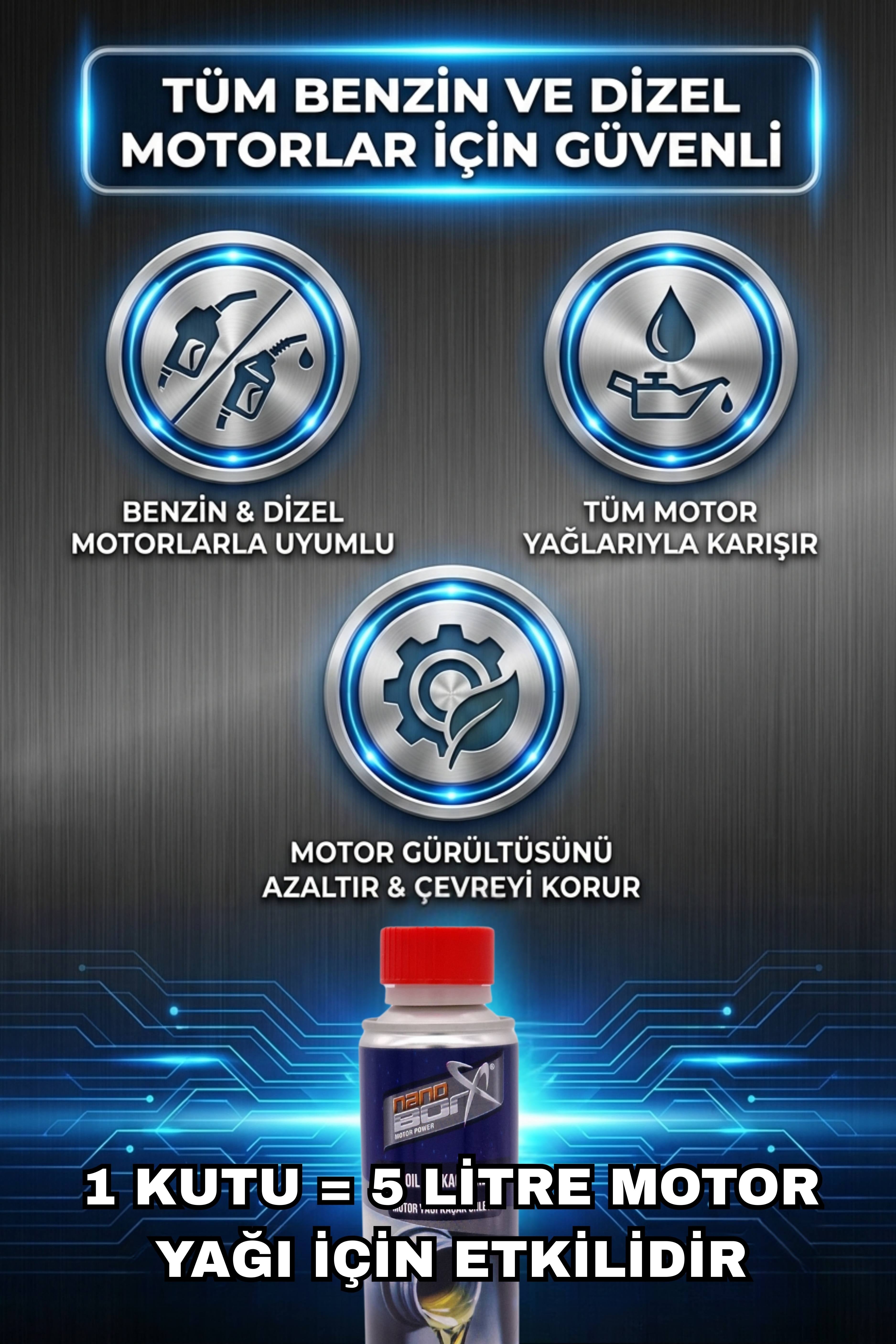 NanoBorTeX Motor Yağ Sızıntı Önleyici & Conta Yenileyici Katkı - Yağ Eksiltme Durdurucu & Mavi Duman Önleyici