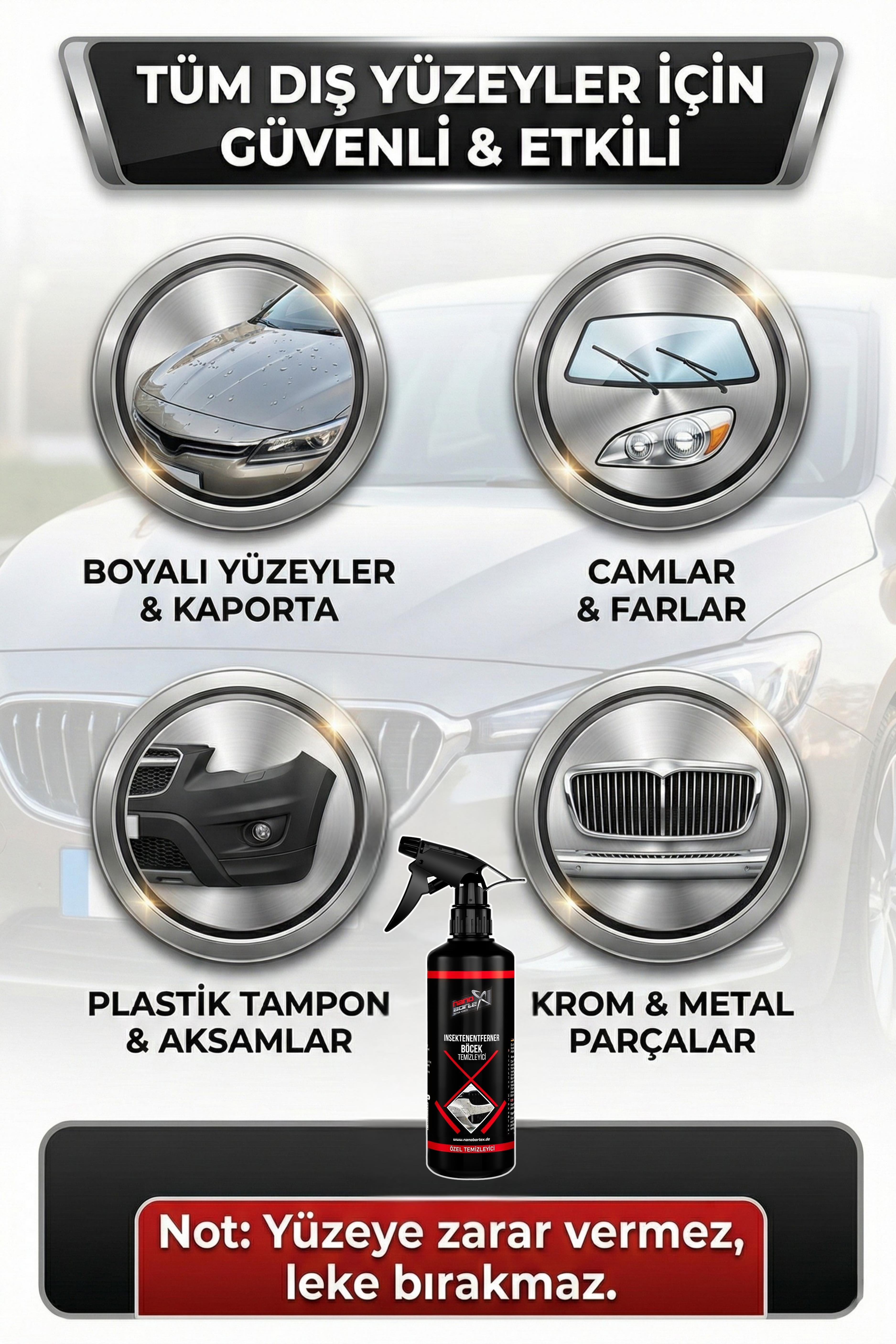 NanoBorTeX Böcek ve Kuş Pisliği Temizleyici - Araç Dış Yüzey Hızlı Leke Çıkarıcı 500 ML