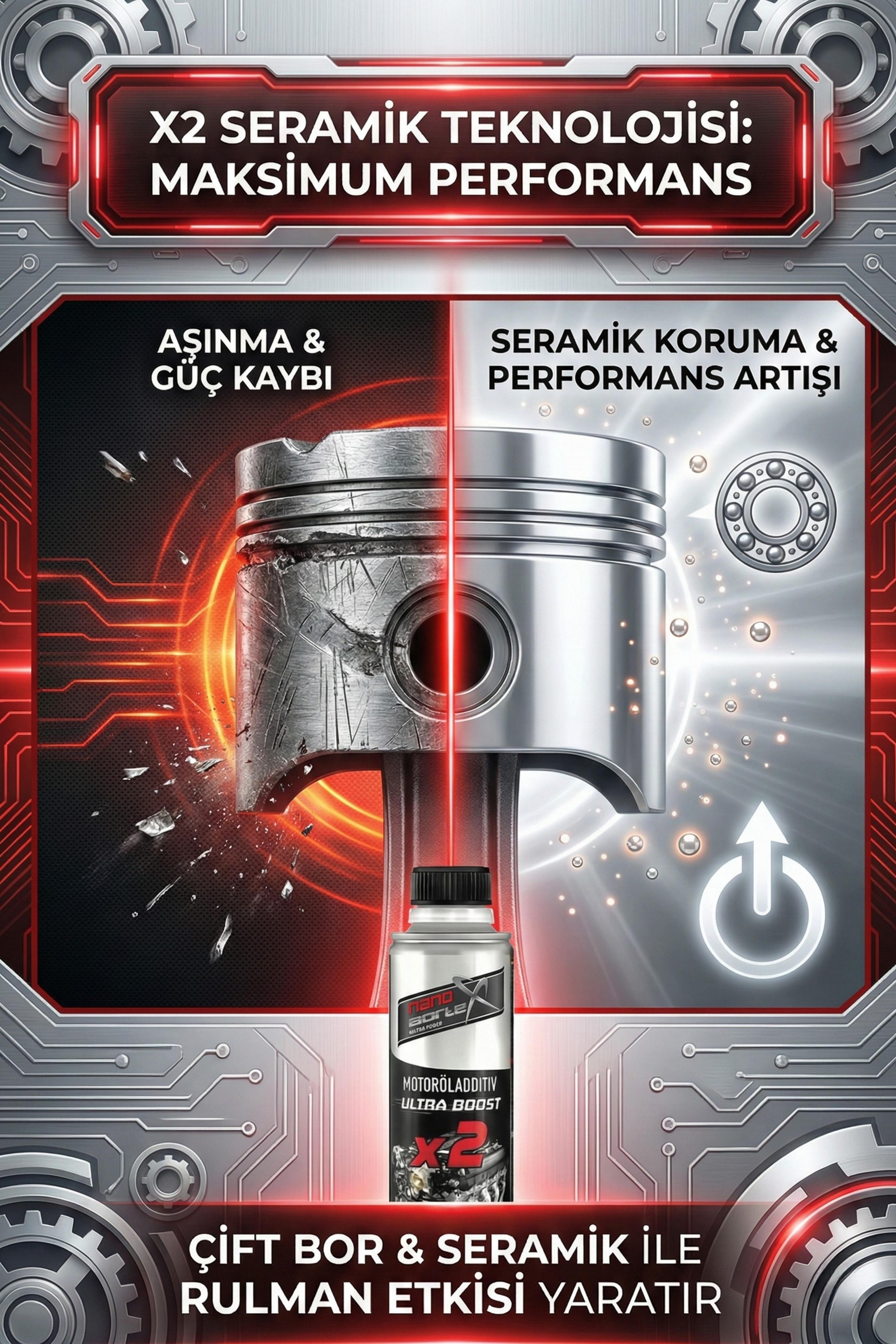 NanoBorTeX Ceramic Ultra Boost x2 Seramik & Çift Bor Motor Yağ Katkısı