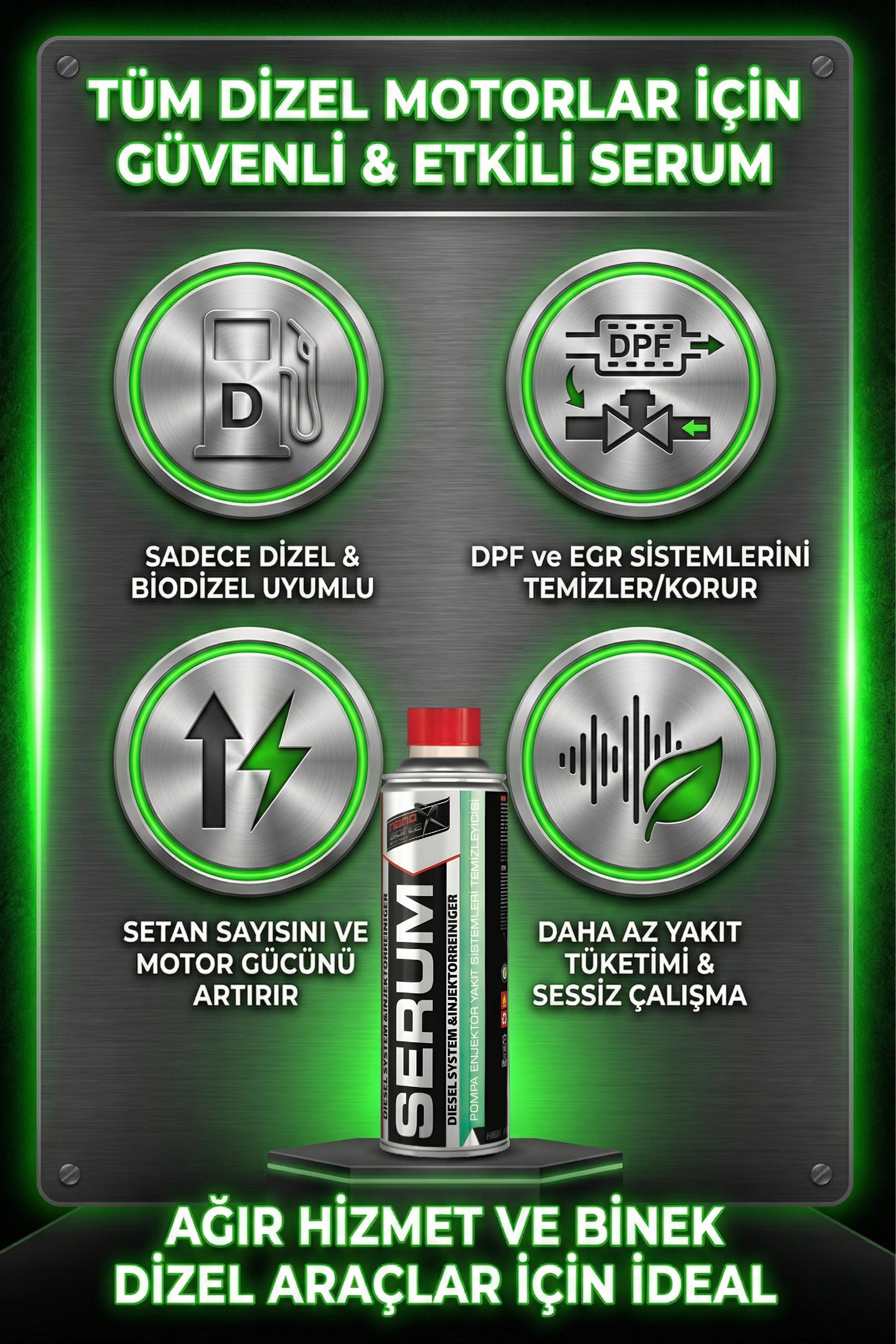 NanoBorTeX SERUM Dizel Yakıt Sistemi Temizleyici & Setan Artırıcı - Enjektör, EGR ve DPF Koruyucu
