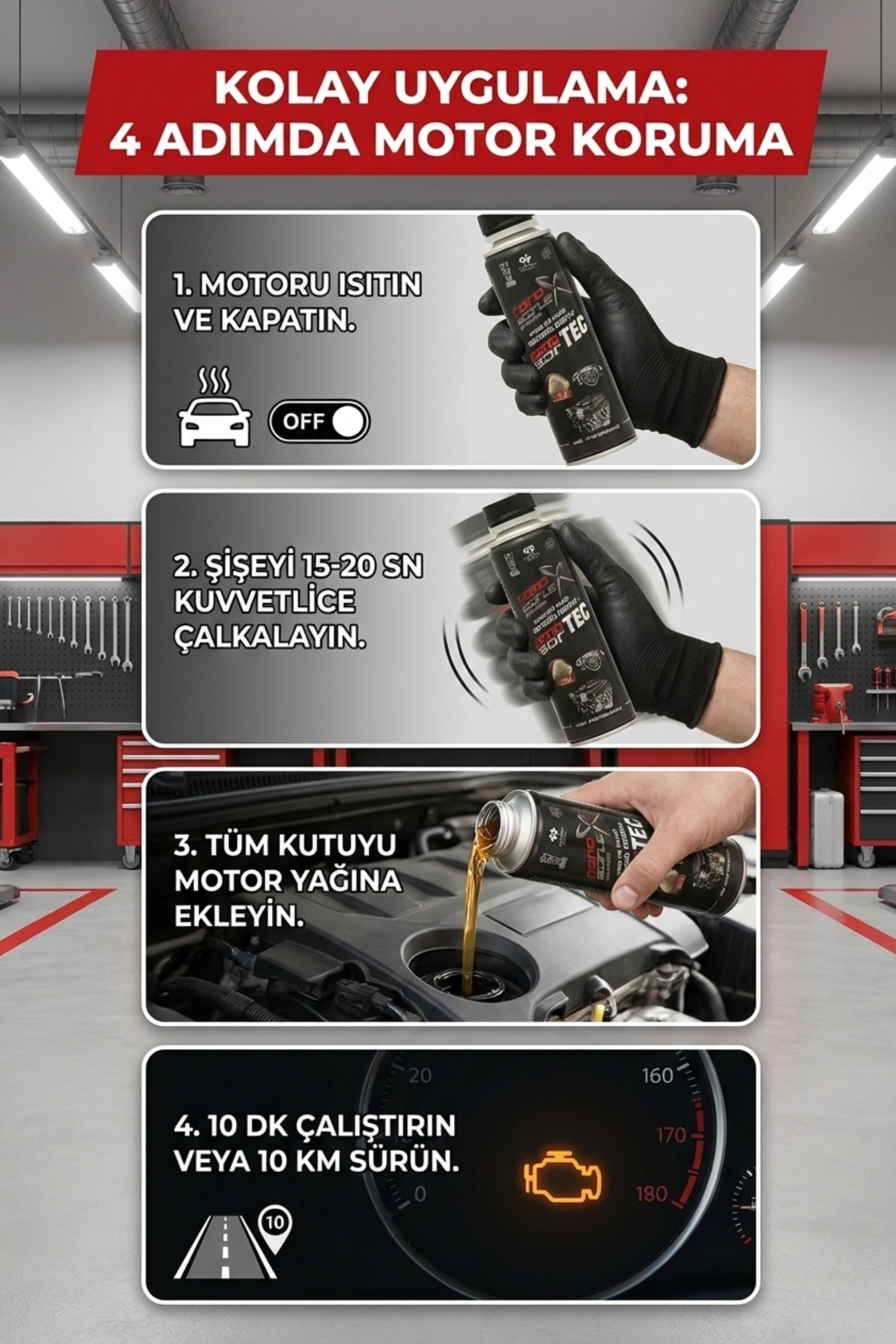 NanoBorTex Bor Teknolojili Motor Yağ Katkısı - Nano Motor Koruyucu & Performans Artırıcı (Tüm Motorlar)