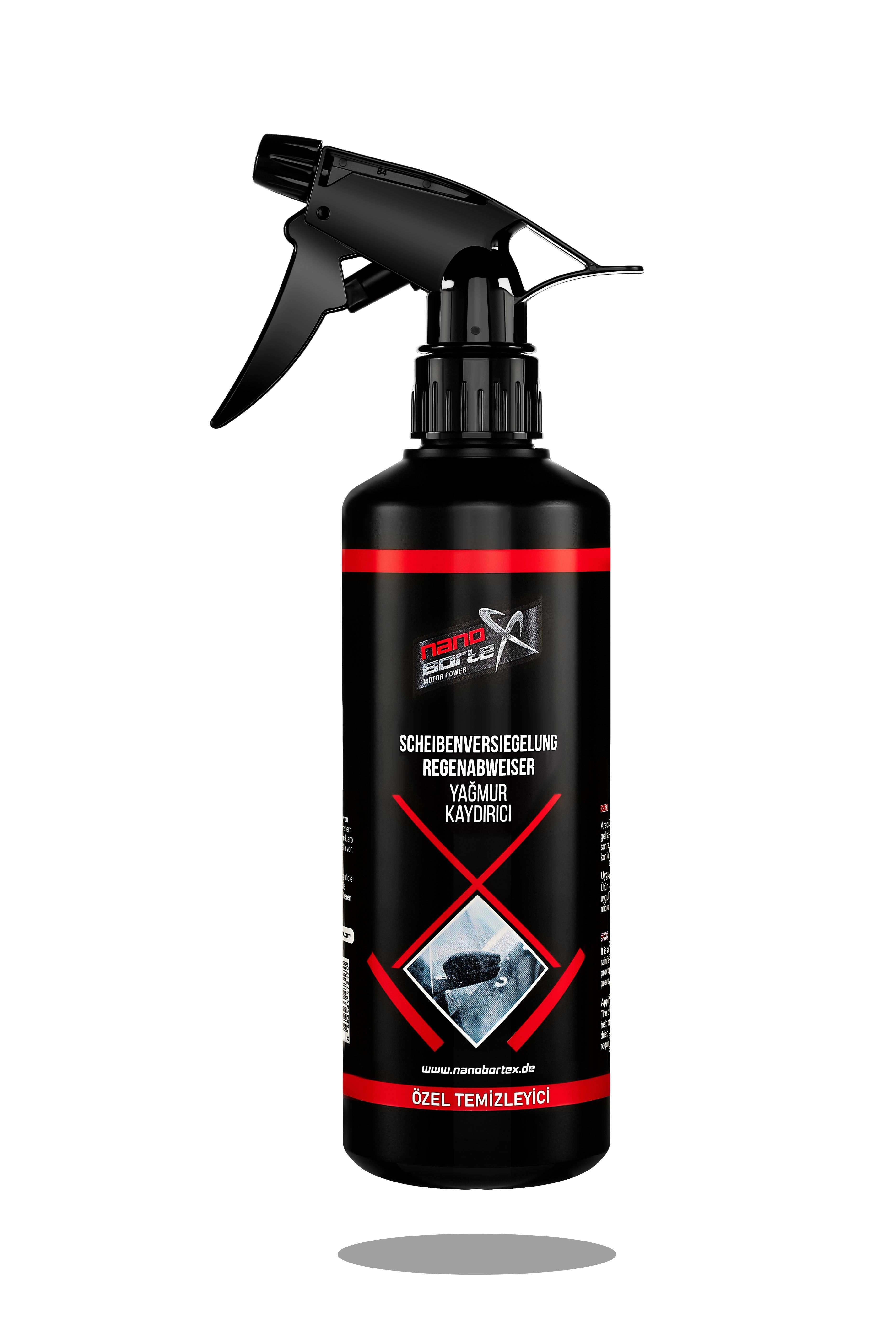 NanoBorTeX Yağmur Kaydırıcı & Su İtici Sprey - Kristal Netliğinde Görüş ve Güvenli Sürüş 500 ML