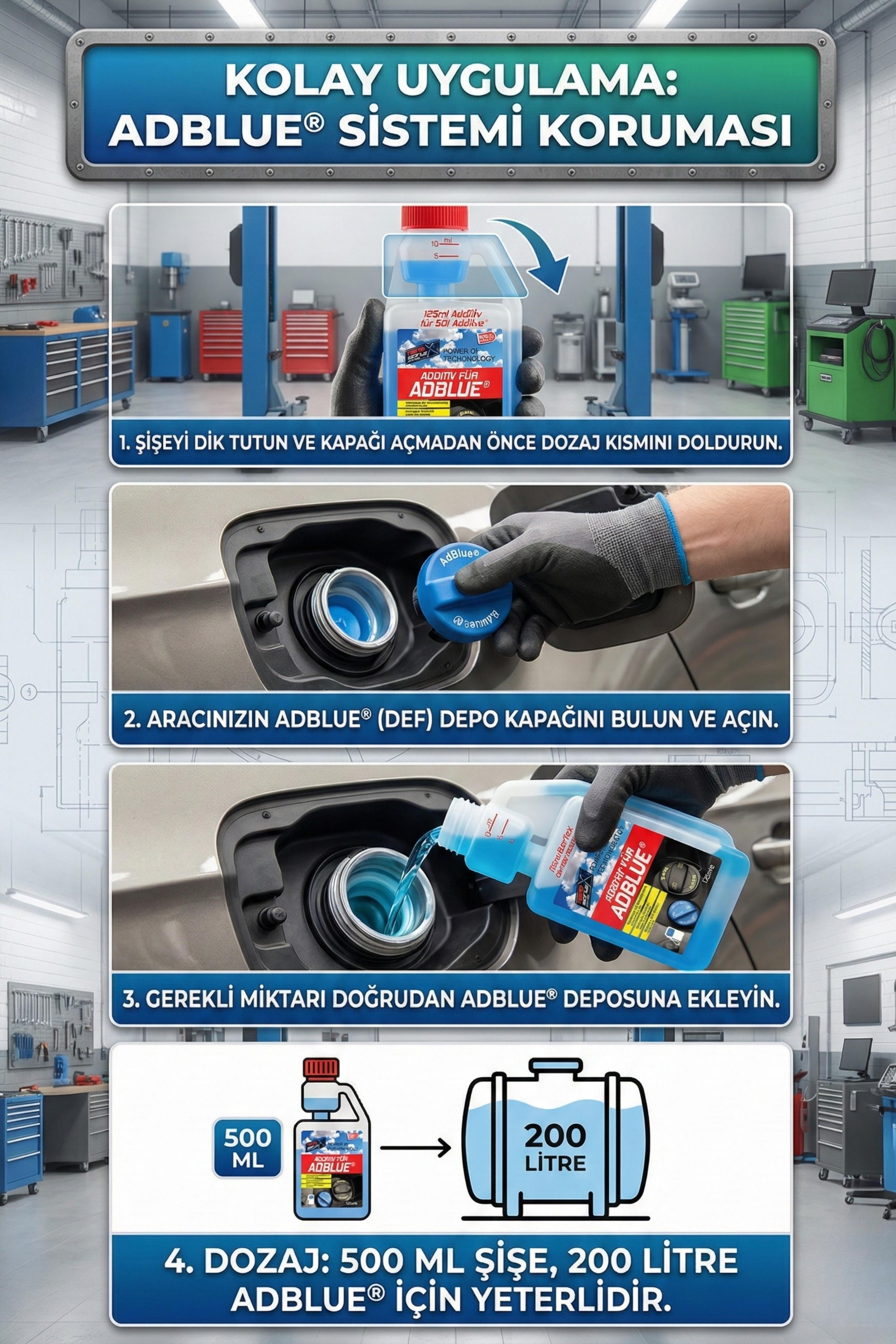 NanoBorTeX  Kristalleşme Önleyici DEF / Adblue® Katkı Maddesi - SCR Sistem & Enjektör Koruyucu