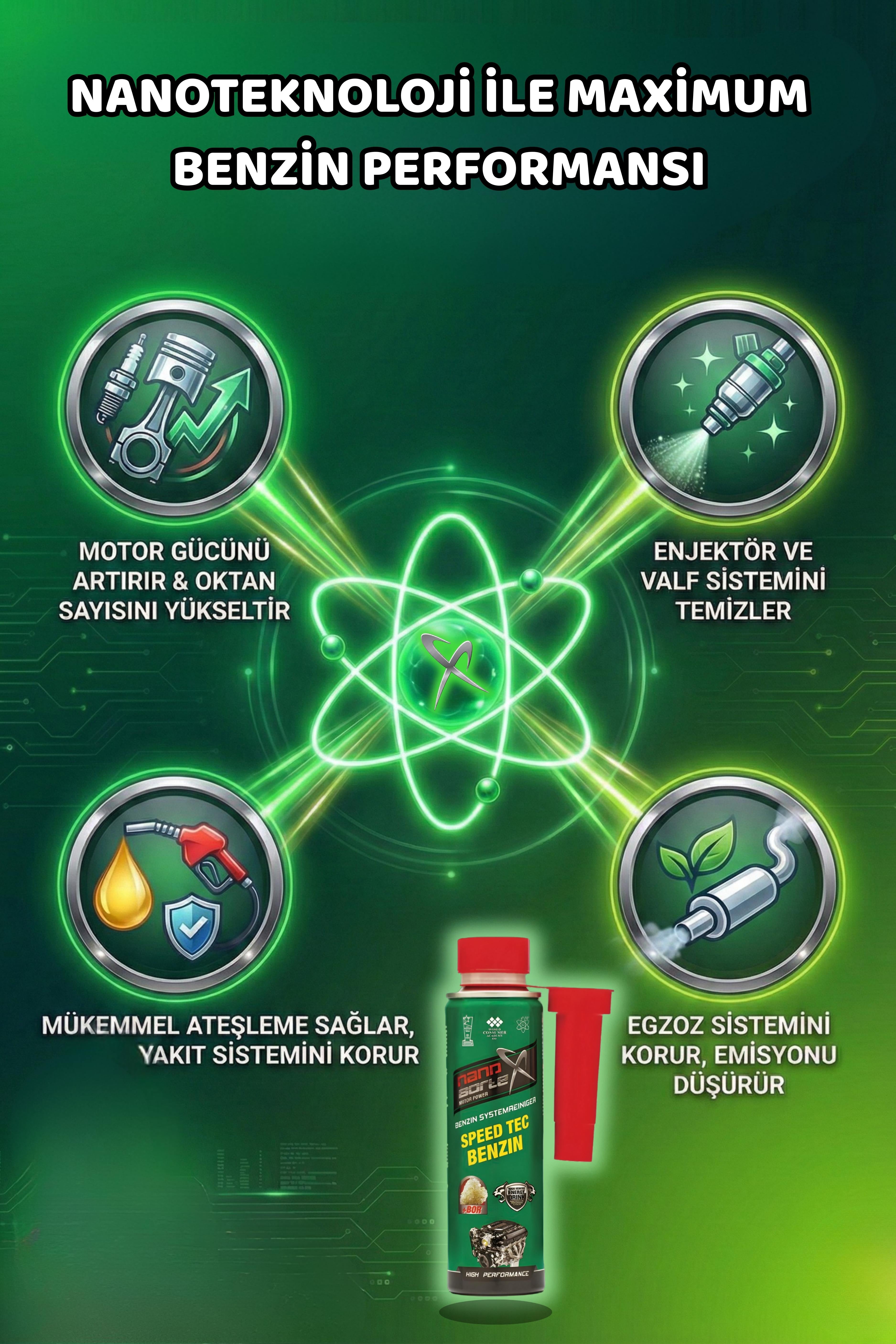 NanoBorTeX Speed Tec Benzin Katkısı - Bor Teknolojili, Enjektör ve Valf  Temizleyici