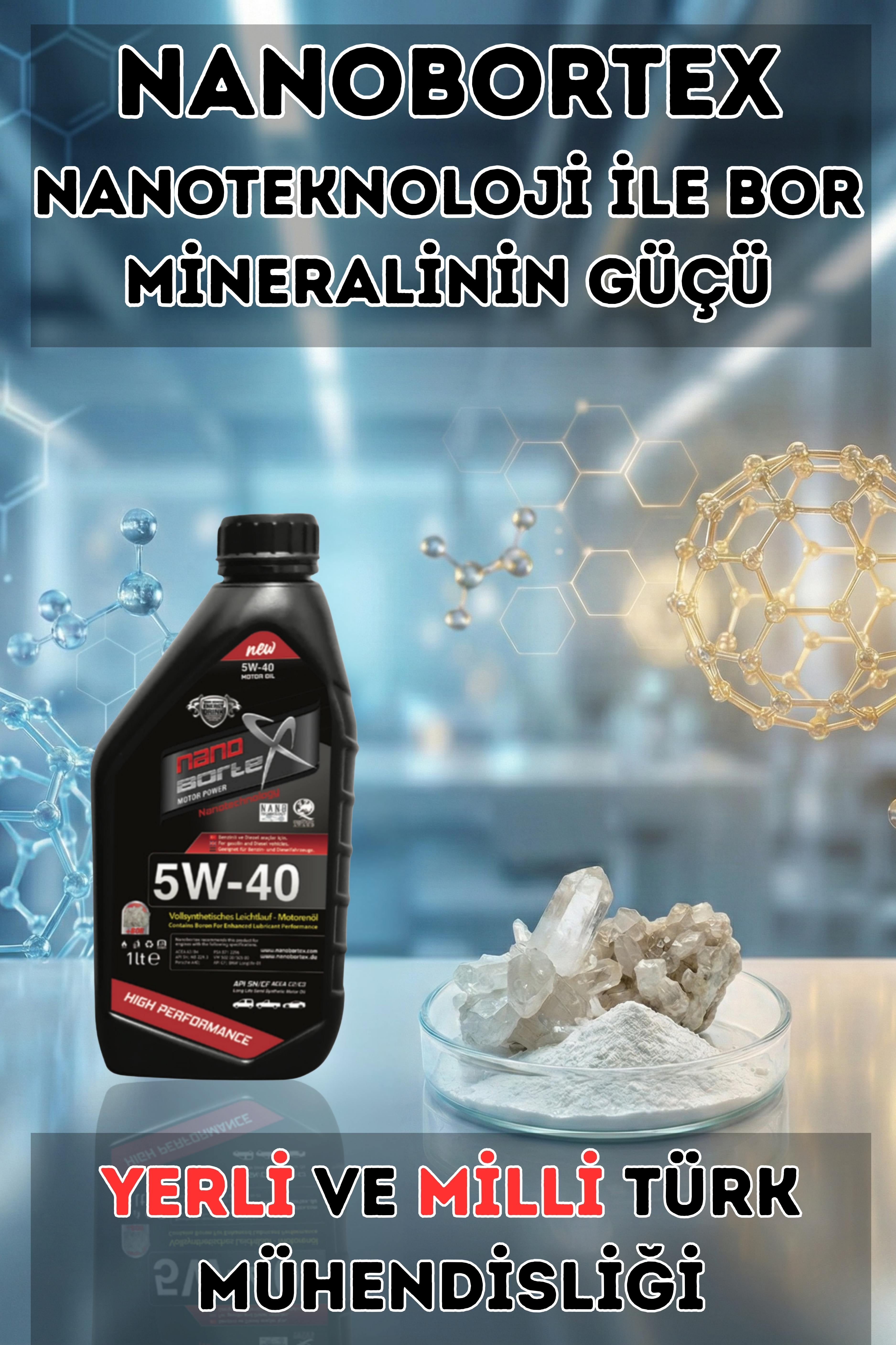 NanoBorTex 5W/40 Tam Sentetik Motor Yağı - Bor Katkılı  Maksimum Motor Koruması