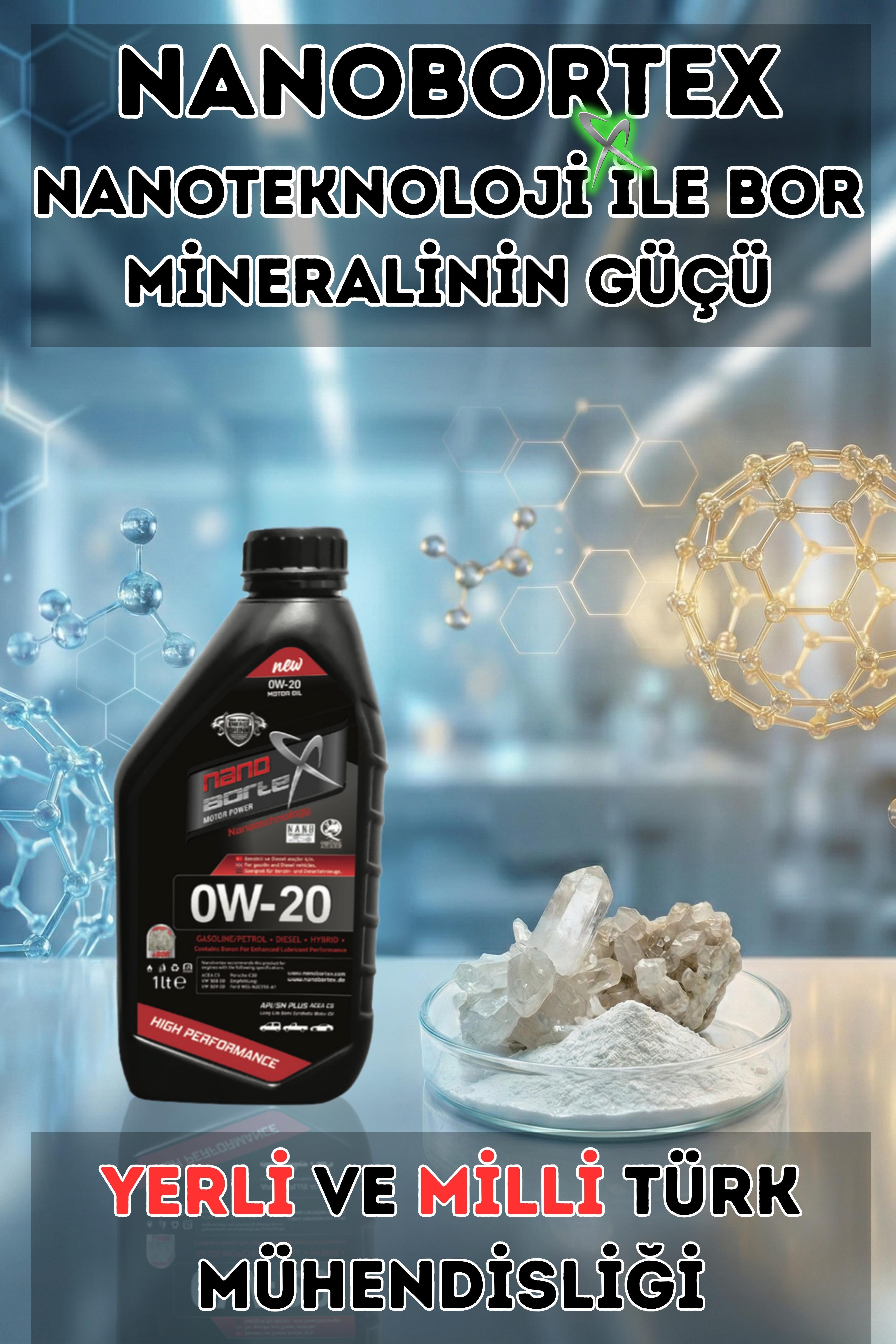 NanoBorX 0W/20 Tam Sentetik Motor Yağı - Yüksek  Performanslı Bor Katkılı Yeni Nesil Yağ