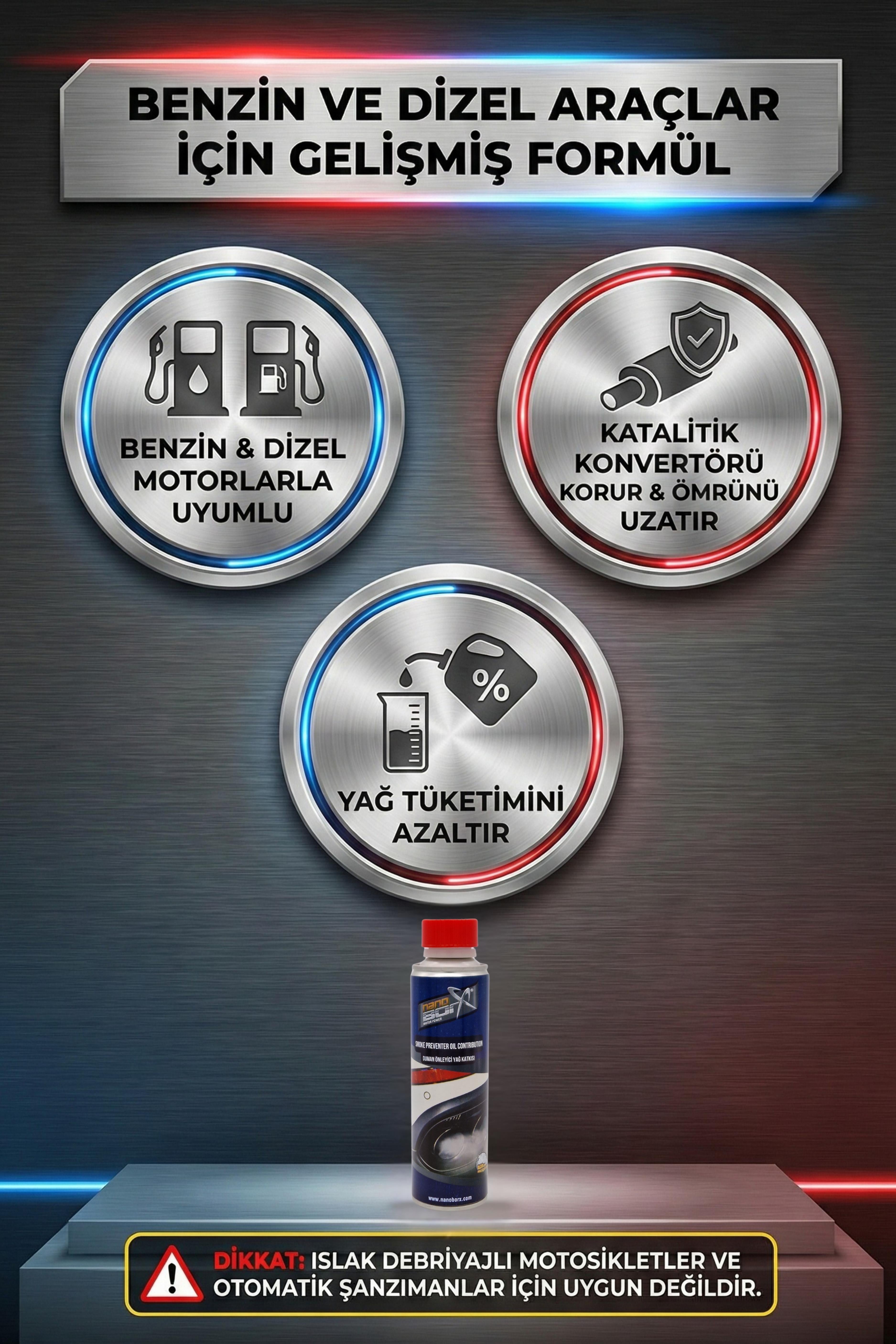 NanoBorTeX Duman Kesici & Yağ Yakma Önleyici Motor Yağ Katkısı - Mavi ve Kara  Duman Durdurucu