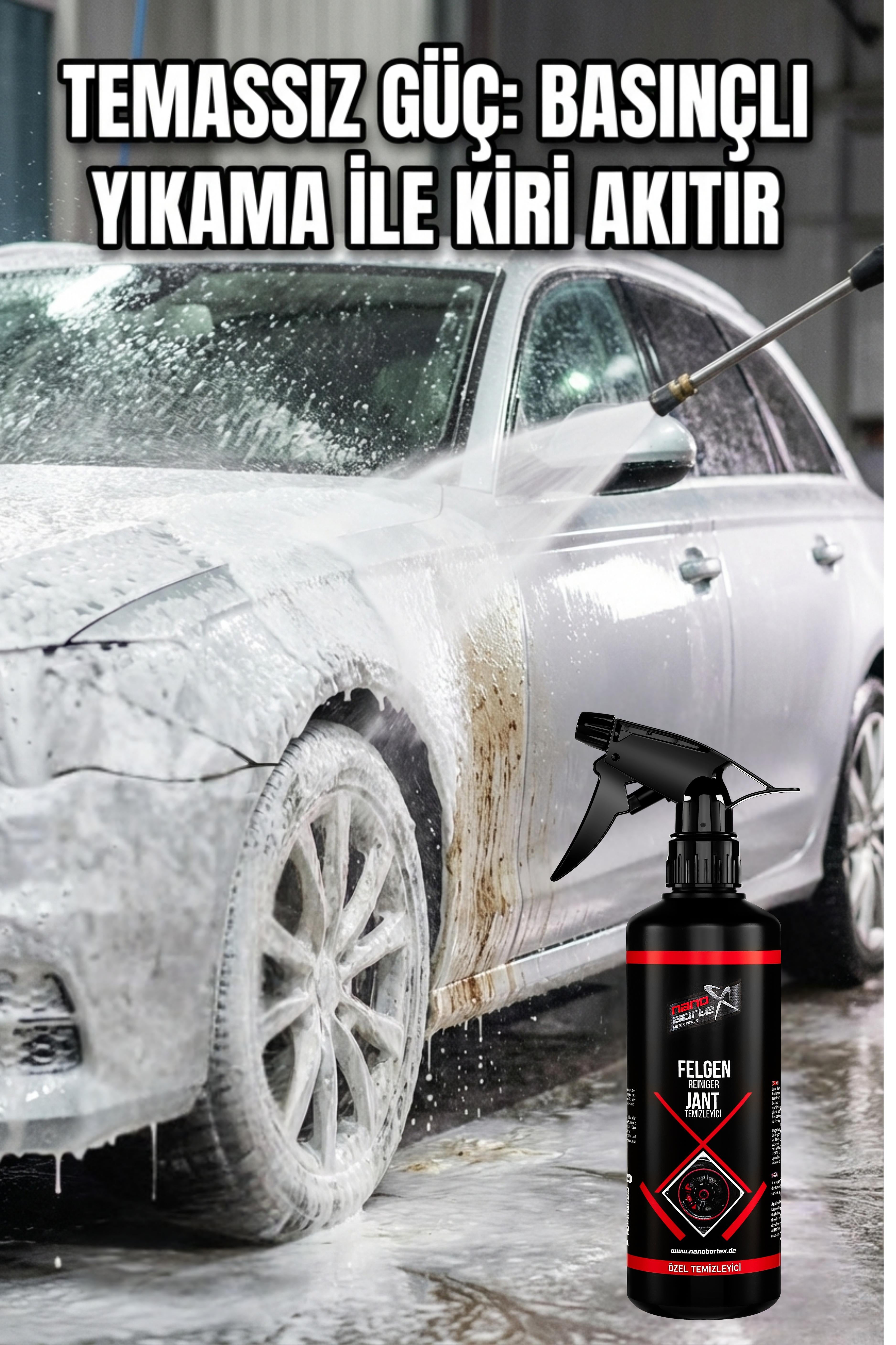 NanoBorTeX Fırçasız Oto Yıkama Şampuanı - Süngersiz Çizik Önleyici Temizlik &  Parlaklık 500 ML