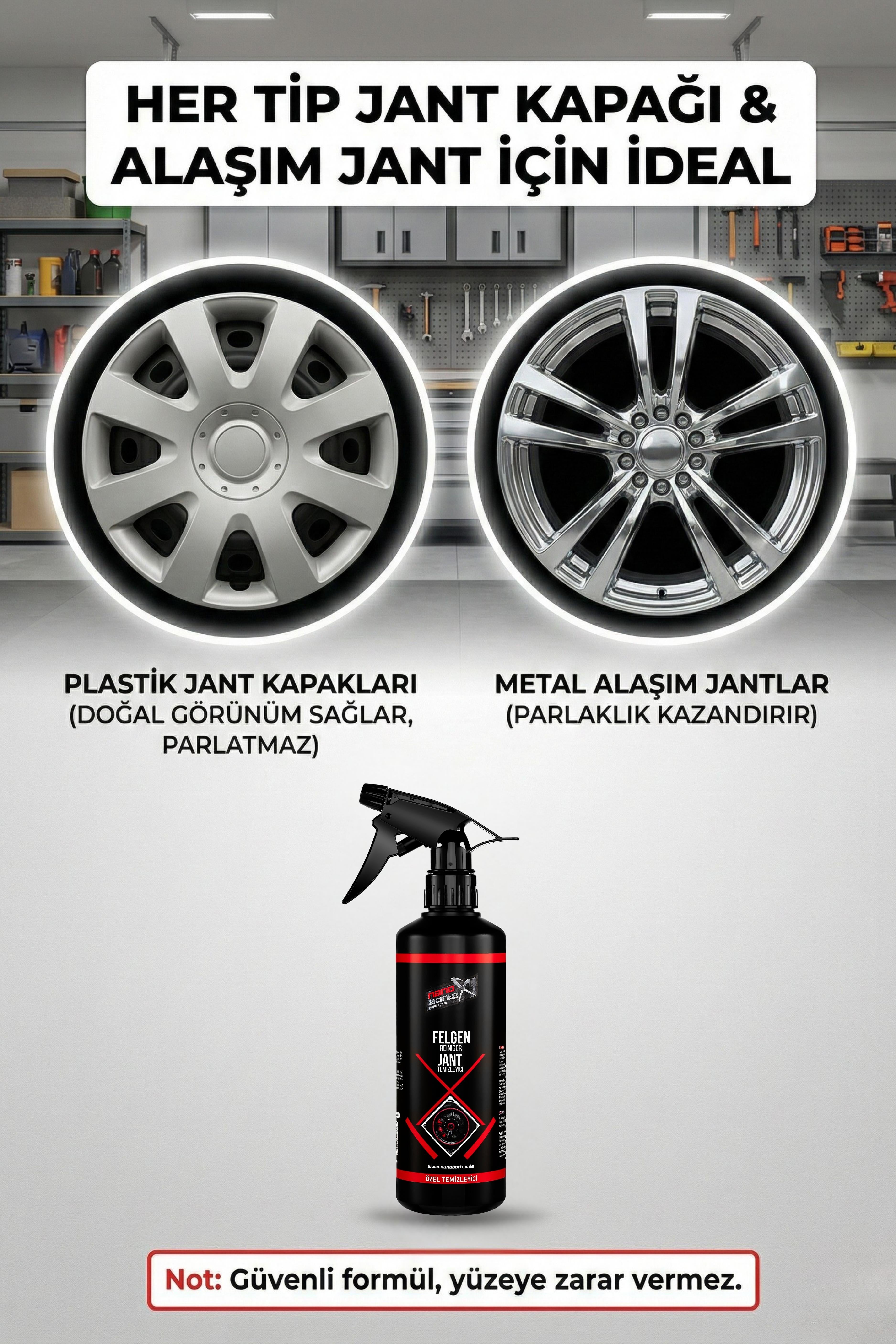 NanoBorTeX Jant ve Plastik Temizleyici - Güçlü Balata Tozu, Yağ ve Çamur Sökücü 500  ML