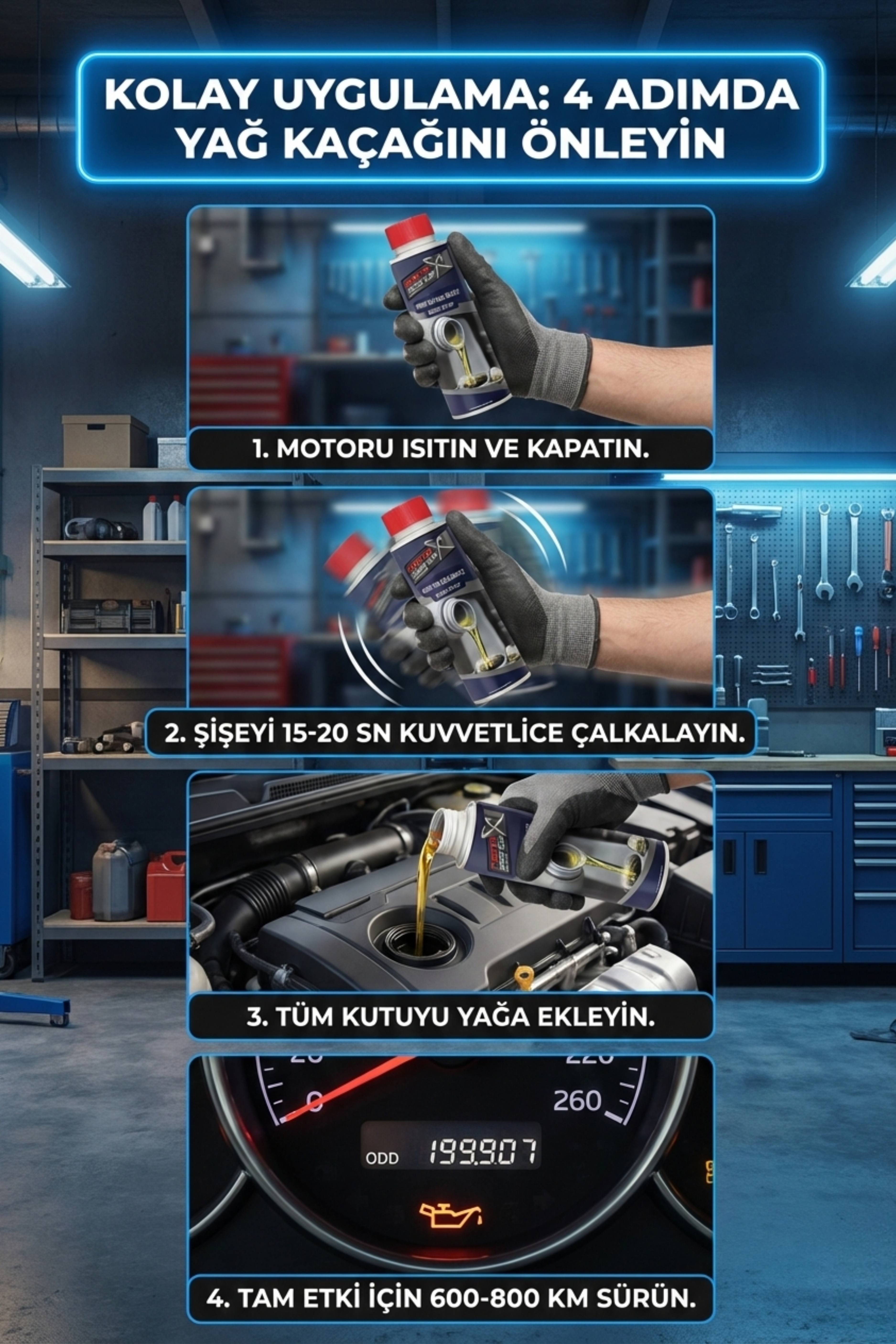 NanoBorTeX Motor Yağ Sızıntı Önleyici & Conta Yenileyici Katkı - Yağ Eksiltme  Durdurucu & Mavi Duman Önleyici