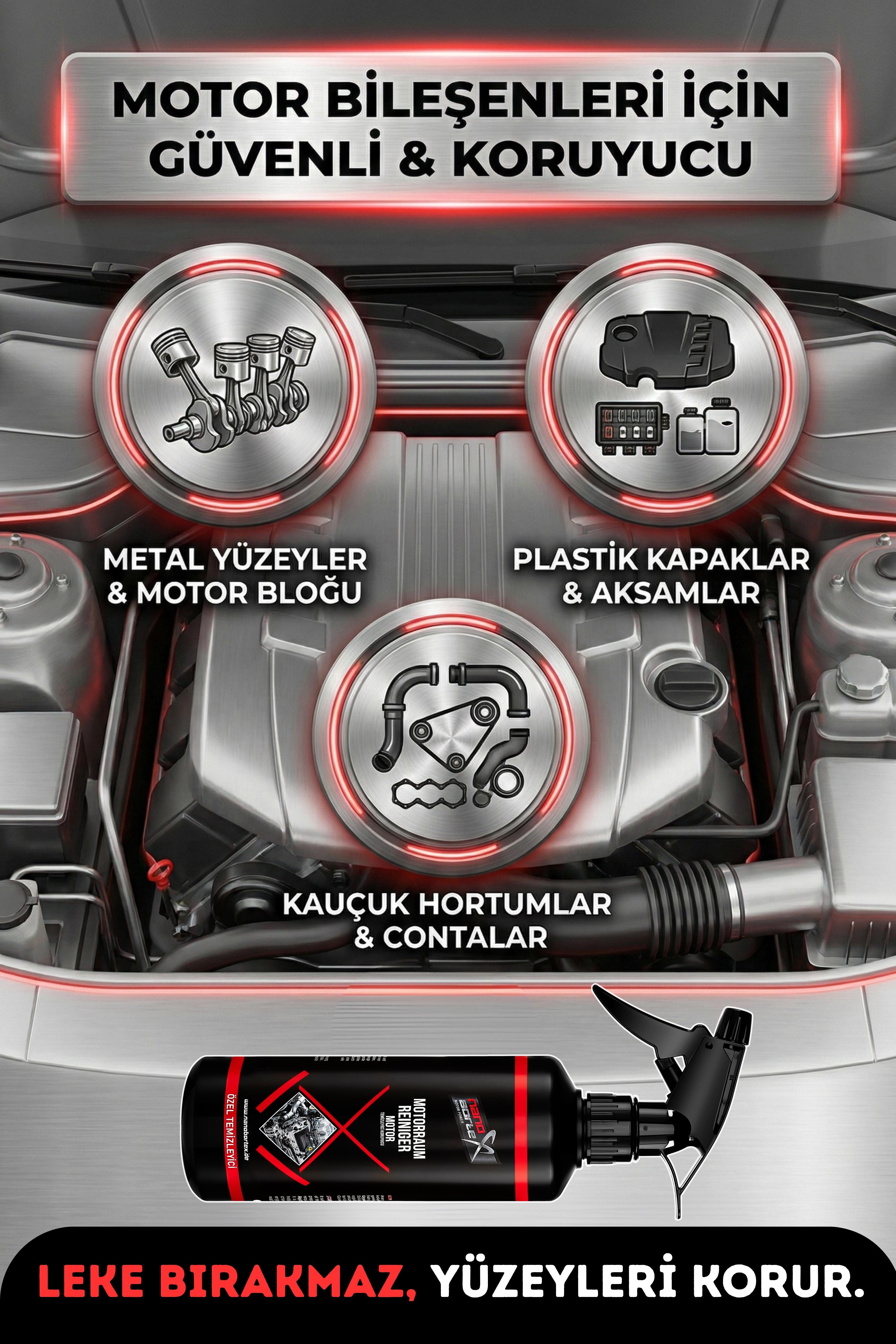 NanoBorTeX Motor Temizleyici ve Koruyucu Sprey - Güçlü Yağ Sökücü & Leke  Bırakmayan Formül 500 ML