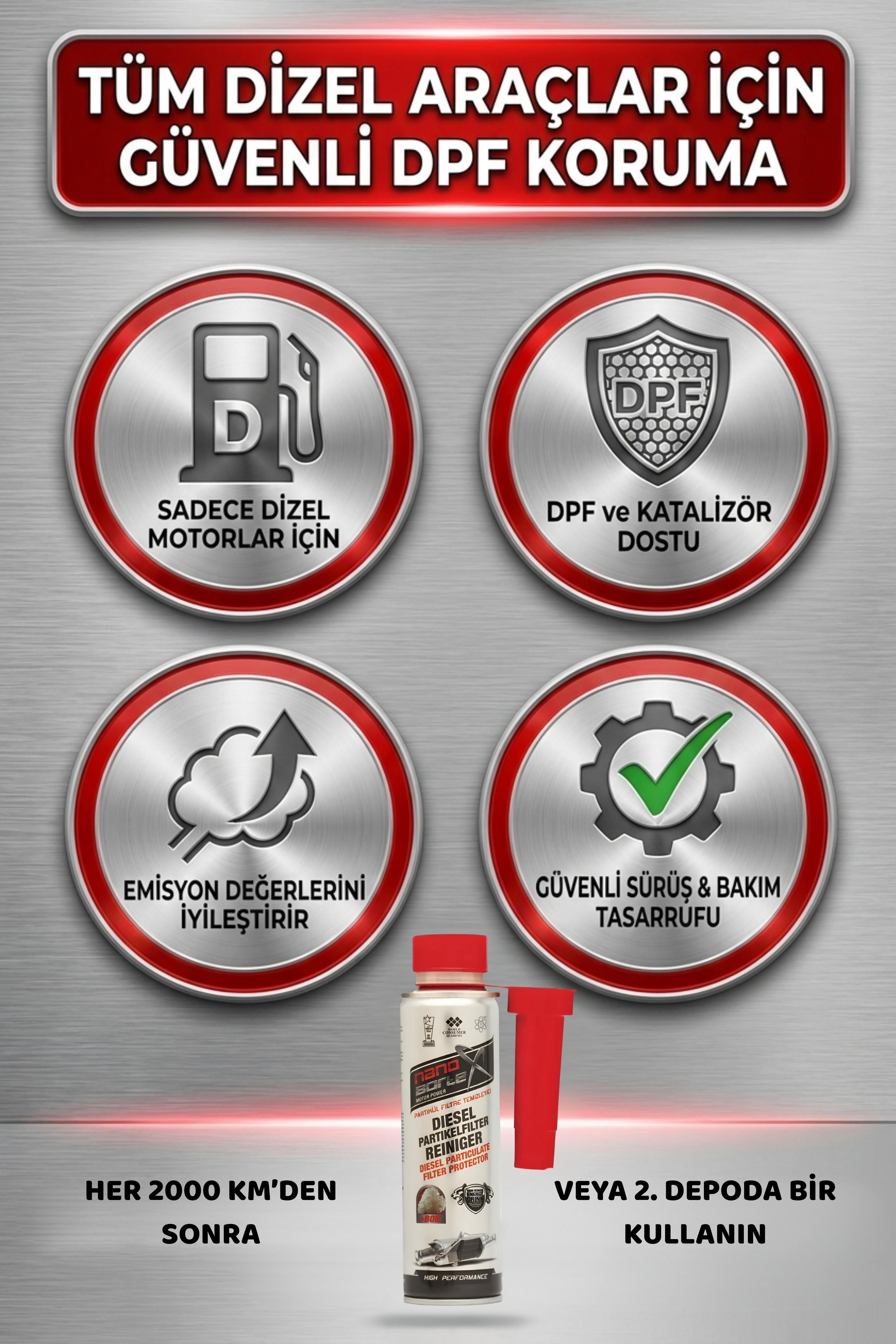 NanoBorTeX Dizel Partikül Filtre (DPF) Temizleyici Katkı - Tıkanıklık Giderici ve Filtre  Ömür Uzatıcı